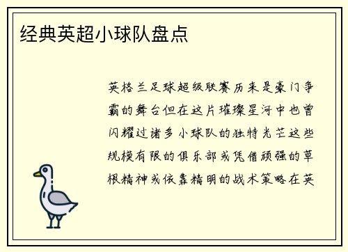 经典英超小球队盘点